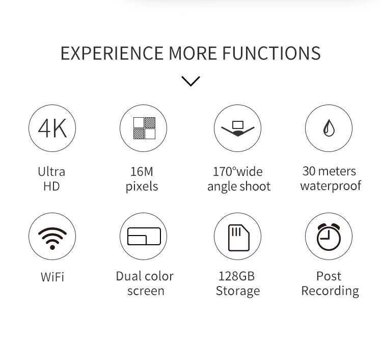 4k Ultra HD Touch Screen Action Camera Ip68 Waterproof EIS Swimming