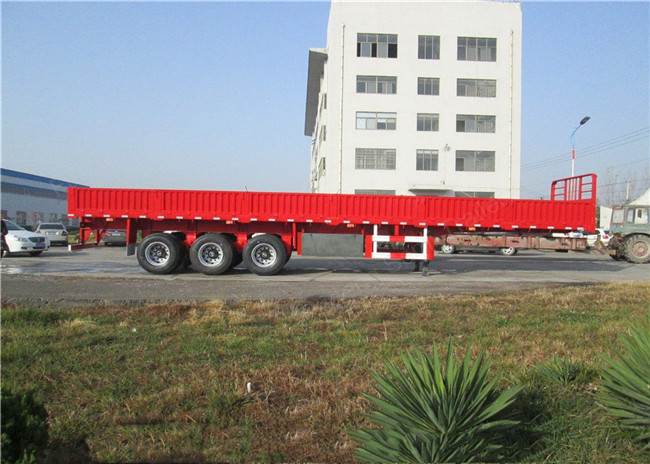 30-80 Tons Payload Semi Flatbed Trailers / 40ft Semi Trailer With Steel Side Wall