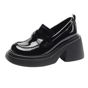 Wholesale Fashion Black Flat Loafer Shoes With Heels Height 4CM from china suppliers