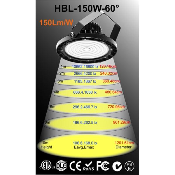 UFO High Bay LED Lights Die Casting Pure Aluminum Shell Type With Safety Rope Component