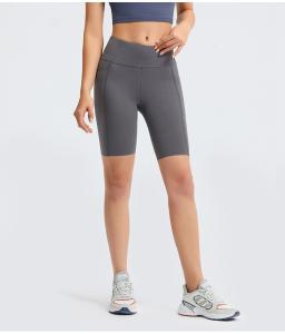Wholesale BSCI Womens Workout Shorts Free Cut Nylon Spandex Biker Shorts With Phone Pocket from china suppliers