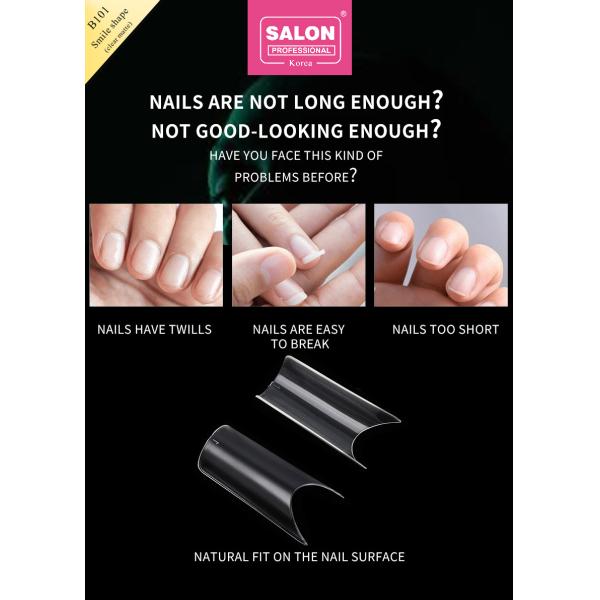 Nail Supplies Full Matte ABS Artificial Finger Nails Clear Color Smile Shape False Nail Tips