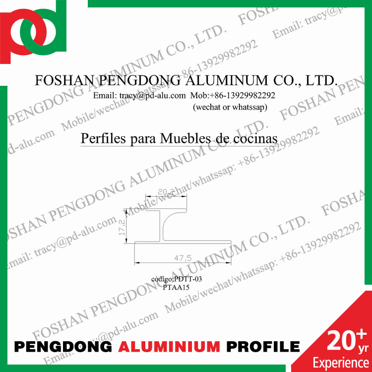 Aluminum Profiles T Shape Handles For Kitchen Cabinet Suitable For 15MM Panels