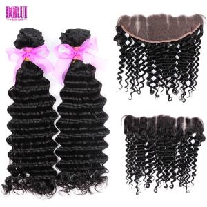 Wholesale Indian Remy Deep Wave Hair , 13*4 Pre Plucked Lace Frontal Bleached Knots from china suppliers