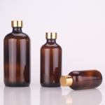 Childproof Tamper Cap Amber Glass Boston Bottle for Stock Empty Cosmetic