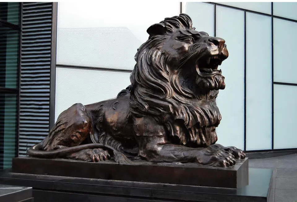 Outdoor Life Size Lion Bronze Statue Bronze Lion Sculpture 110cm