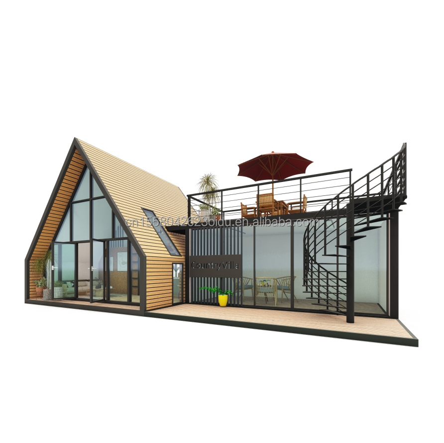 EU Modern Triangular Wooden Steel Structure House for Hotel or Carport Main Structure of Galvanized Steel Square Tubes