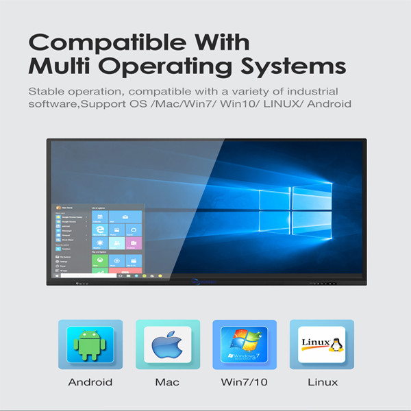 Android 8.0 Classroom 75 Inch Capacitive Interactive Whiteboard 4K Display For Meeting