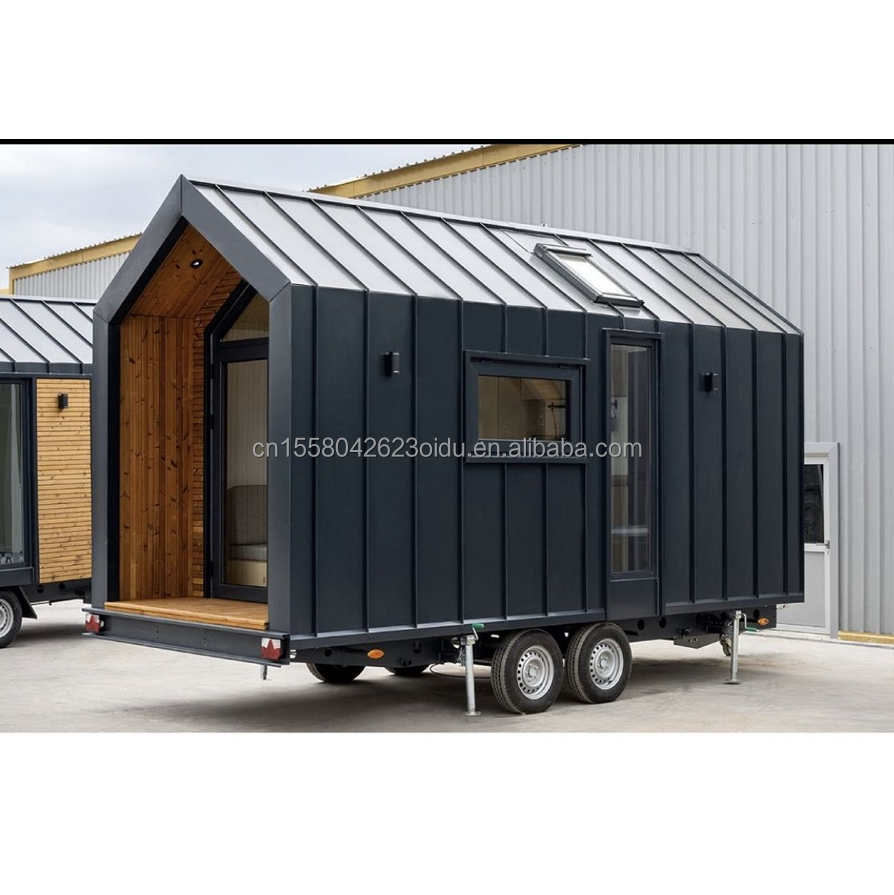 50/75/100mm Wave Sandwich Panel Modular Steel Structure Prefabricated Shipping Mobile Kitchen Restaurant Container House on Wheels