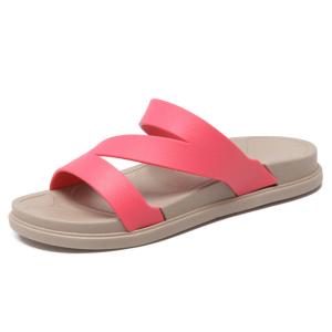 Wholesale Ladies Pink Open Toe Summer Slippers Cross Toe Strap PVC Upper Material from china suppliers