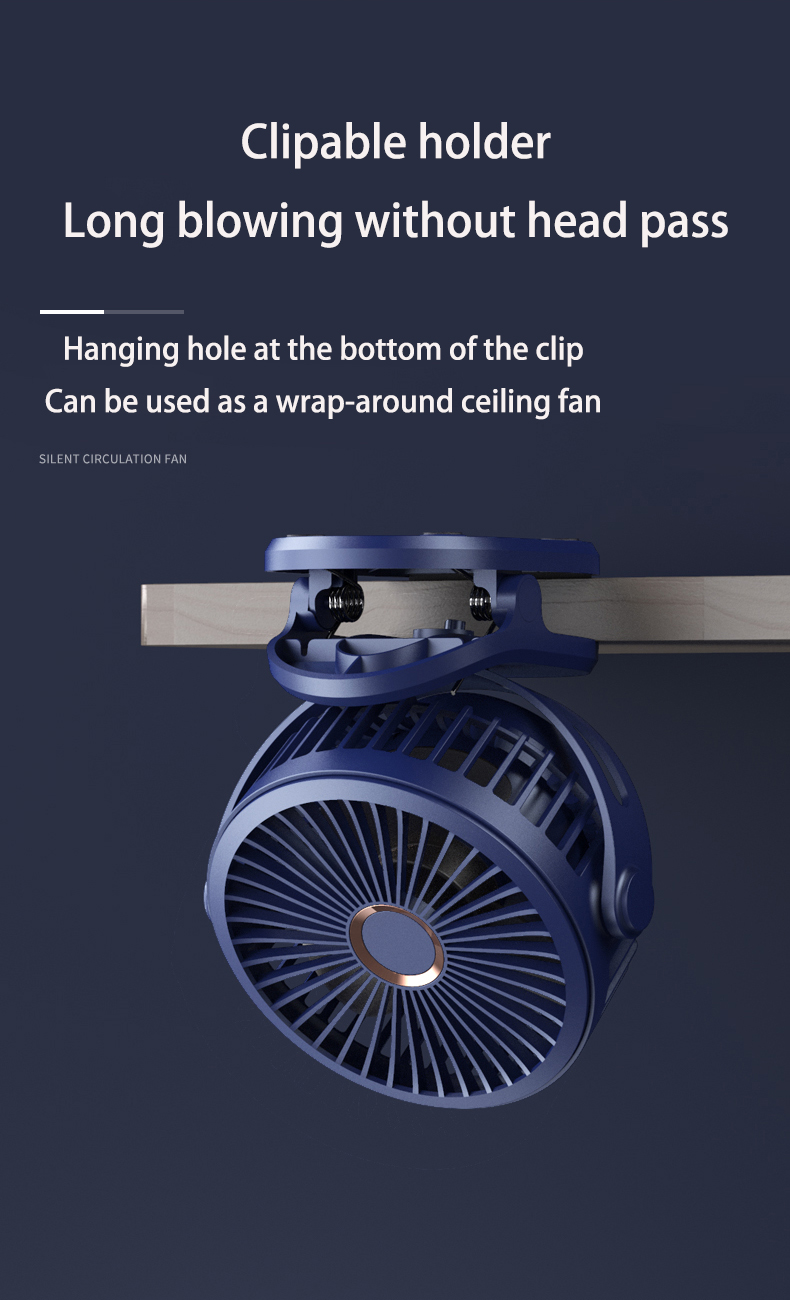 7200mAh Extra Large Capacity Clip On Desktop Fan With Three Speeds Working Up To 8H