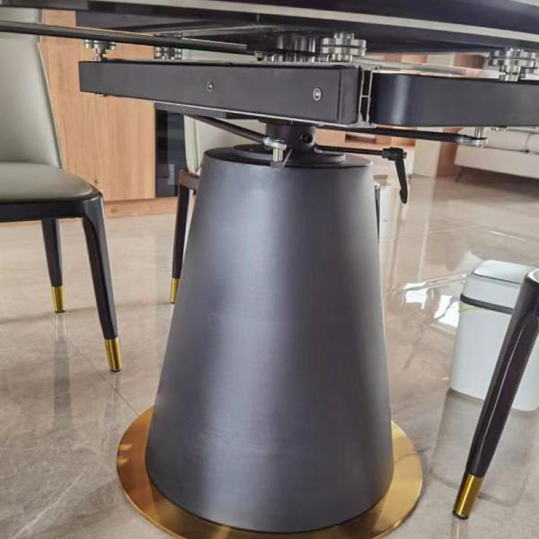 Italian Luxury Stainless Steel Base Dinner Table Modern Round Ceramic Marble Top Dinning Table