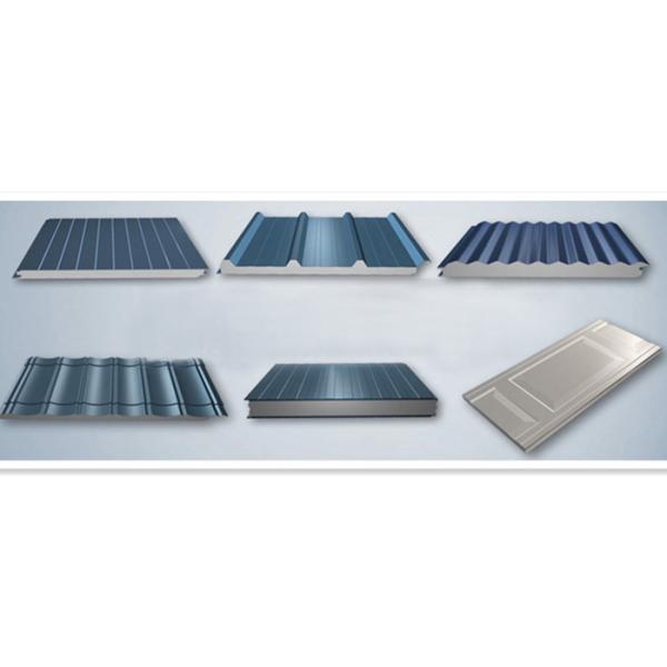 Composite PU Foam Roof Panel Roll Forming Machine High Strength For Decoration