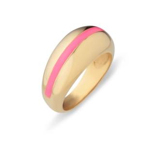 Wholesale Wholesales 18K Gold Plated Stripe Pink Enamel Dome 925 Sterling Silver Women's Ring from china suppliers