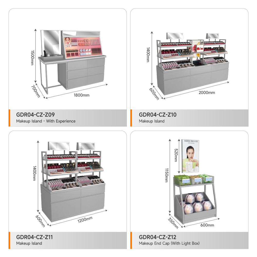 Display Stand Grey Iron Makeup Headband Light Box For Trendy Store Display Furniture And Fashion-Forward Display Stand