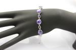 Women Jewelry 925 Silver Created 7x9mm Oval Amethyst Cubic Zircon Tennis
