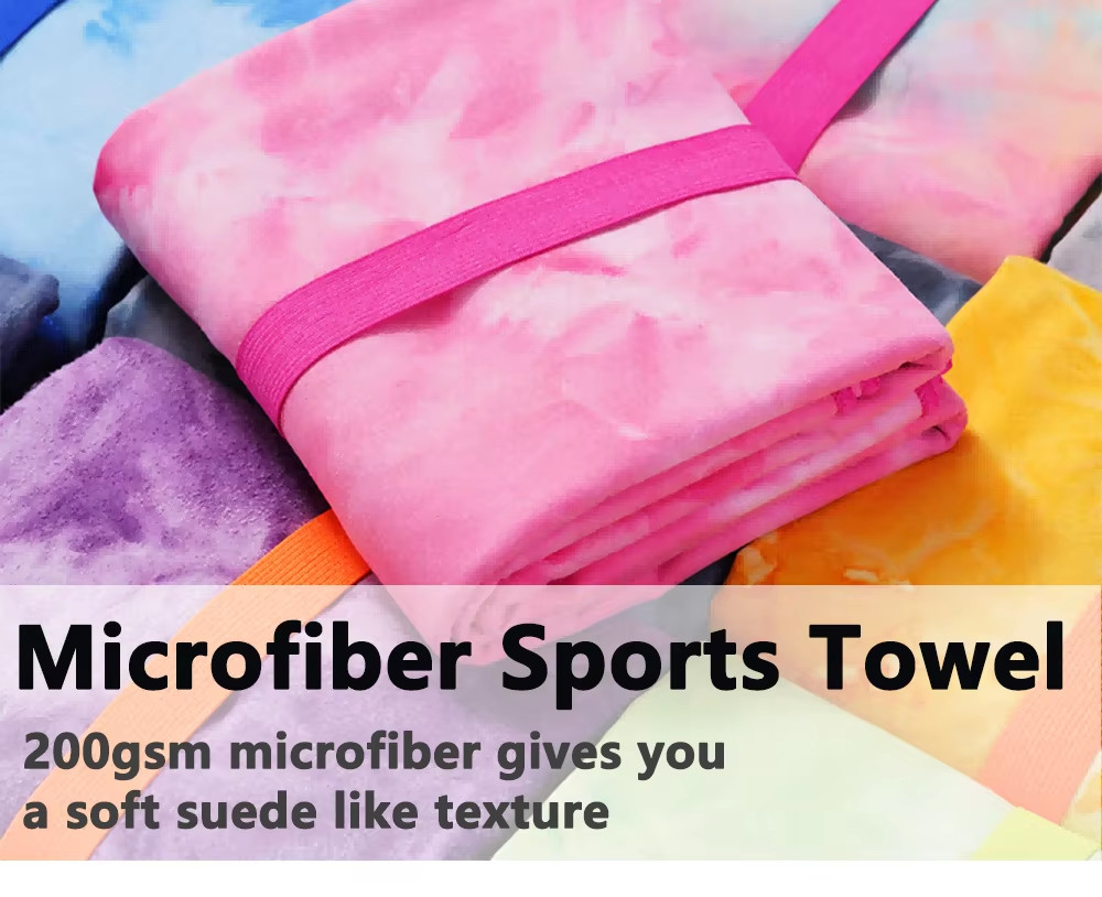 2 in 1 Multifunction Summer Quick Dry Bath Towels Hand Tie-dye Summer Microfiber Printed Sports Towel with Tote Bag