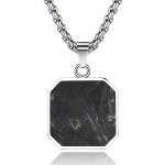 Custom Square Carbon Fiber Cross Necklace Jesus Christian Men's Bible Verse