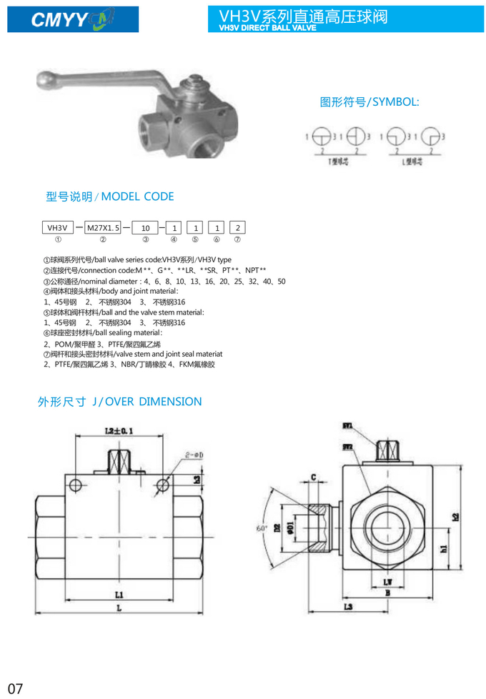 High Pressure Hydraulic Ball Valve 2 Way 2 Position Straight Type for Oil Medium