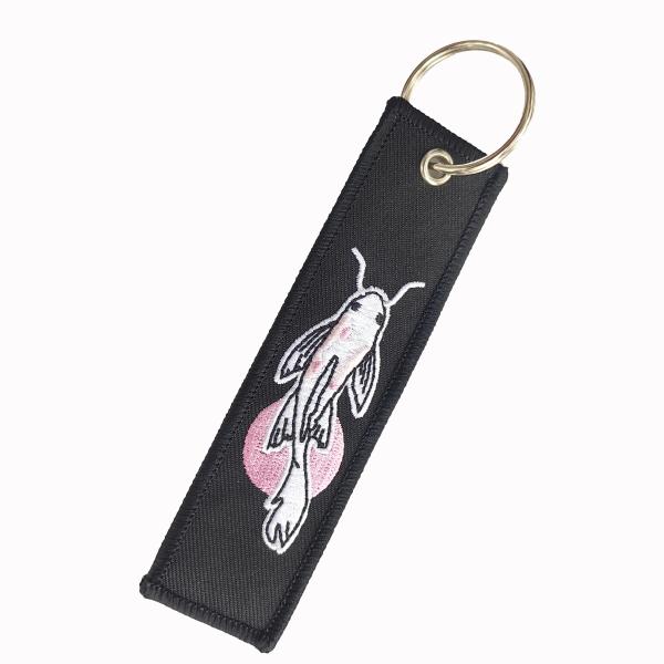 Fish And Flower Double Sided Embroidery Keychain Metal Ring Keychain Fashion