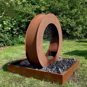 Wholesale Round Waterfall Cascade Corten Steel Water Feature Fountain With LED Light from china suppliers