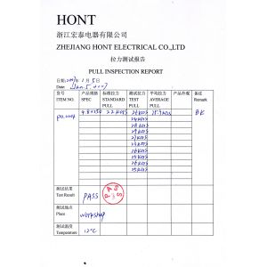 Hont Electrical Co., Ltd Certifications