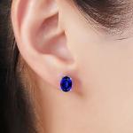 White Gold Oval Tanzanite Gem Stud Earrings for Women Wedding Jewelry (