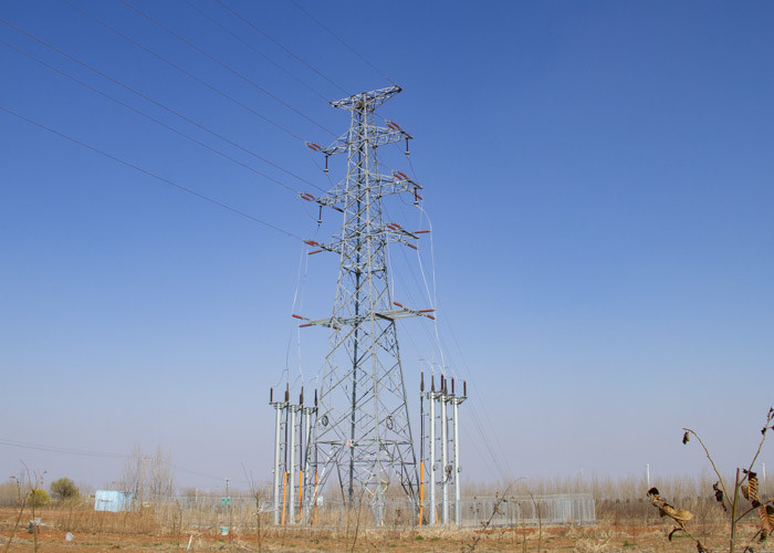 High Strength Electricity Pylons , 4 Legged Steel Lattice Masts Structure