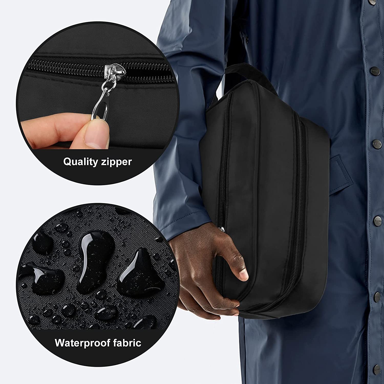 Smooth Lightweight Water Resistant Mens Shaving Bag for Travelling, Travel Dopp Kit for Toiletries Accessories