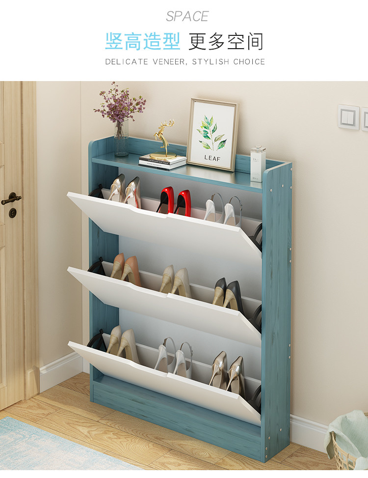 Rectangular 3 Layer Modern Shoe Storage Cabinet , 100cm Long Sideboard Shoe Cabinet