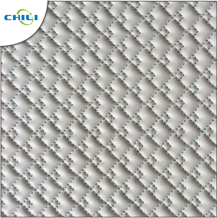 Waterproof Leather Upholstery Fabric , Black Quilted Vinyl Fabric Artificial Synthetic