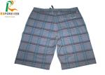 Grey Pattern Long Mens Board Shorts , Mens Stretch Boardshorts Grid Pattern