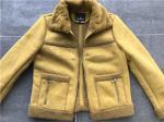 Ladies' Mustard Suede Bonded Jacket With Fur Collar High Fashion 92950