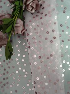 Wholesale Pink Transparent Sequin Embroidered Fabric Organza Tulle For Apparel from china suppliers