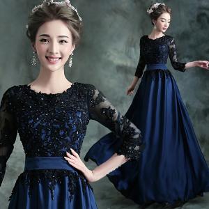 Wholesale Black O Neck Three Quarter Sleeves Elegant Evening Dresses TSJY013 from china suppliers
