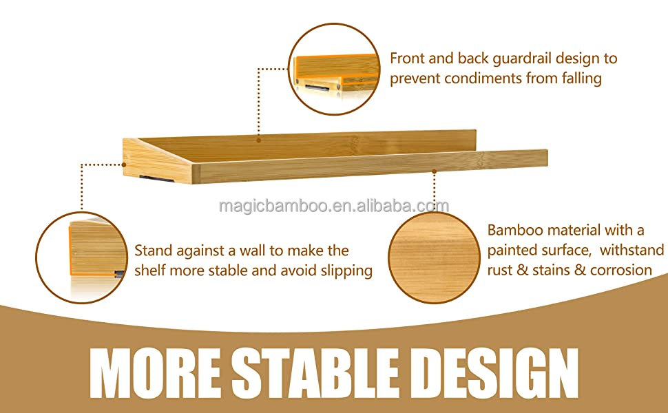 Eco-Friendly Bamboo Magnetic Stovetop Shelf for Spice Storage