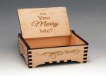 Cover Top Heart Shaped Wooden Box , Wooden Crate Gift Box For Rings Wedding Gift