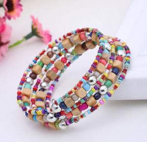 Wholesale Bohemian multilayer beads bracelet European and American big stretch bracelet from china suppliers