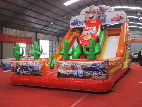 McQueen Theme Commercial Grade Inflatable Slide For Amusement Park