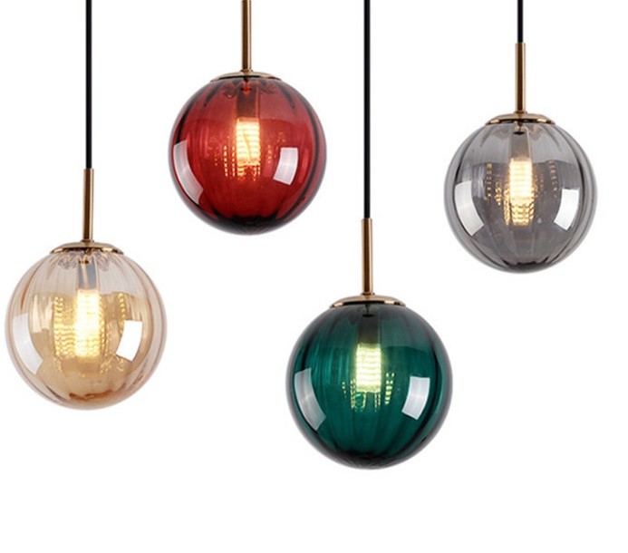 Colorful Modern Glass Globe Pendant Light For Dinning Room