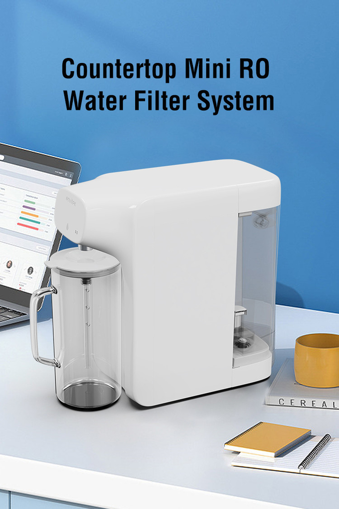 White Reverse Osmosis Countertop Ro Water Purifier With Removable Kettle