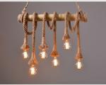 Hemp Rope Bamboo Glass Pendant Light For Living Rooms