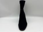 soft suede leather and stretch lycra fabric black Womens Dress ankle Boots with