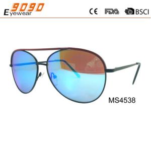 Wholesale New sale style fashion metal sunglasses with blue mirror lens ,suitable for men and women from china suppliers
