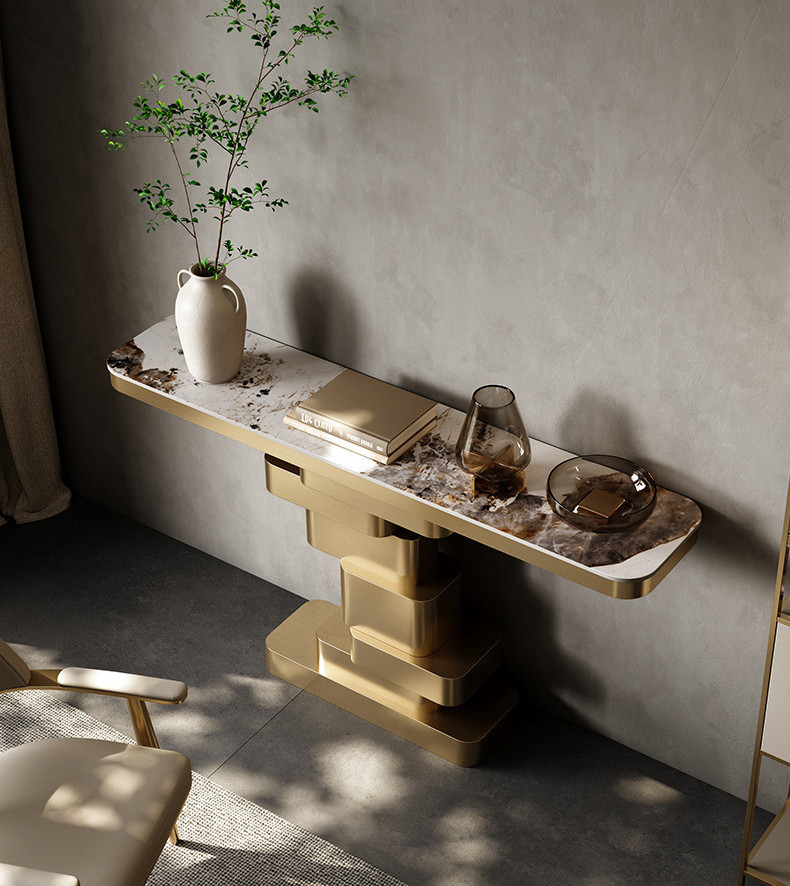 Sophisticated Stainless Steel & Marble Console Tables For Modern Homes