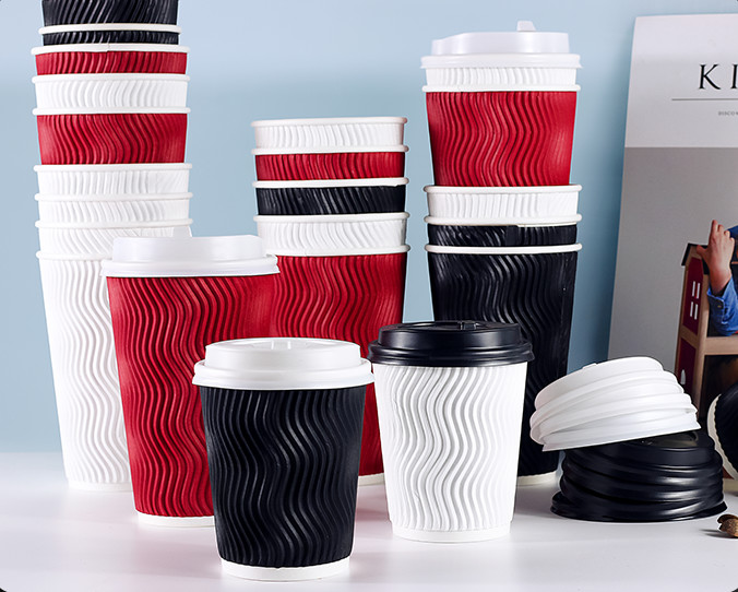 Customized Printing 12oz 16oz Disposable Double Wall Coffee Paper Cup with Lid