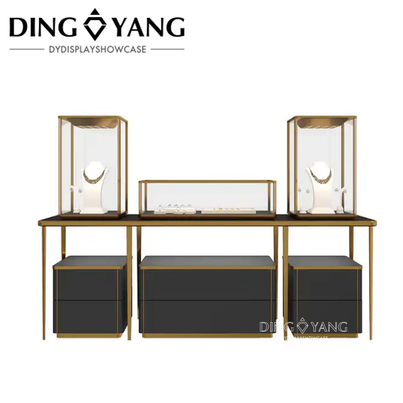 Modern Fashion Glass Exhibition Jewellery Showcase Jewellery Counter With Led Lights