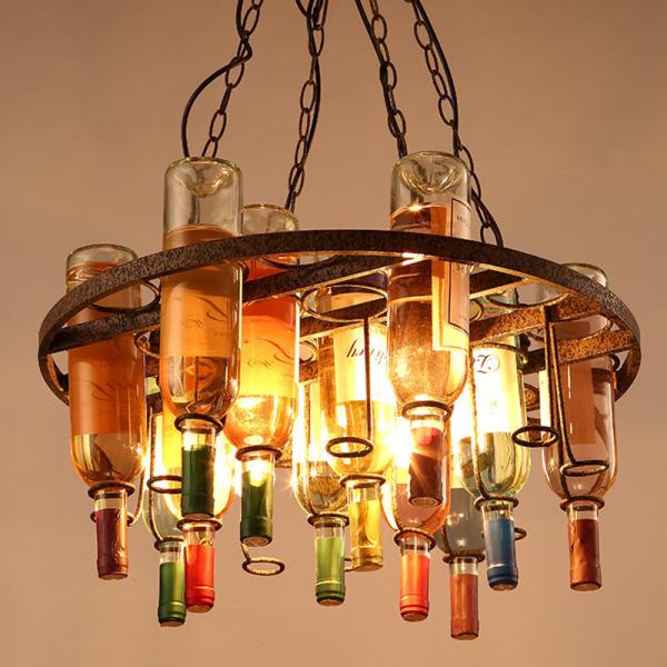 Vintage Wine Bottle lights for Bar Resturant Colourgul glass bottle pendant