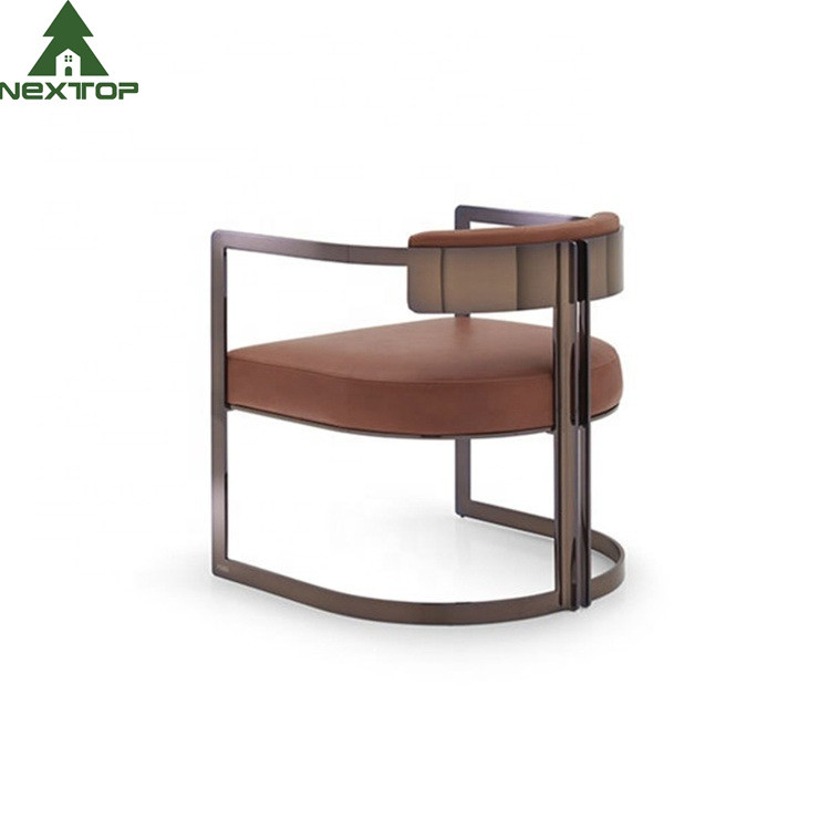 Modern Luxury Hotel Furniture Golden Armchair Leisure Stainless Steel Brass Dining Chair