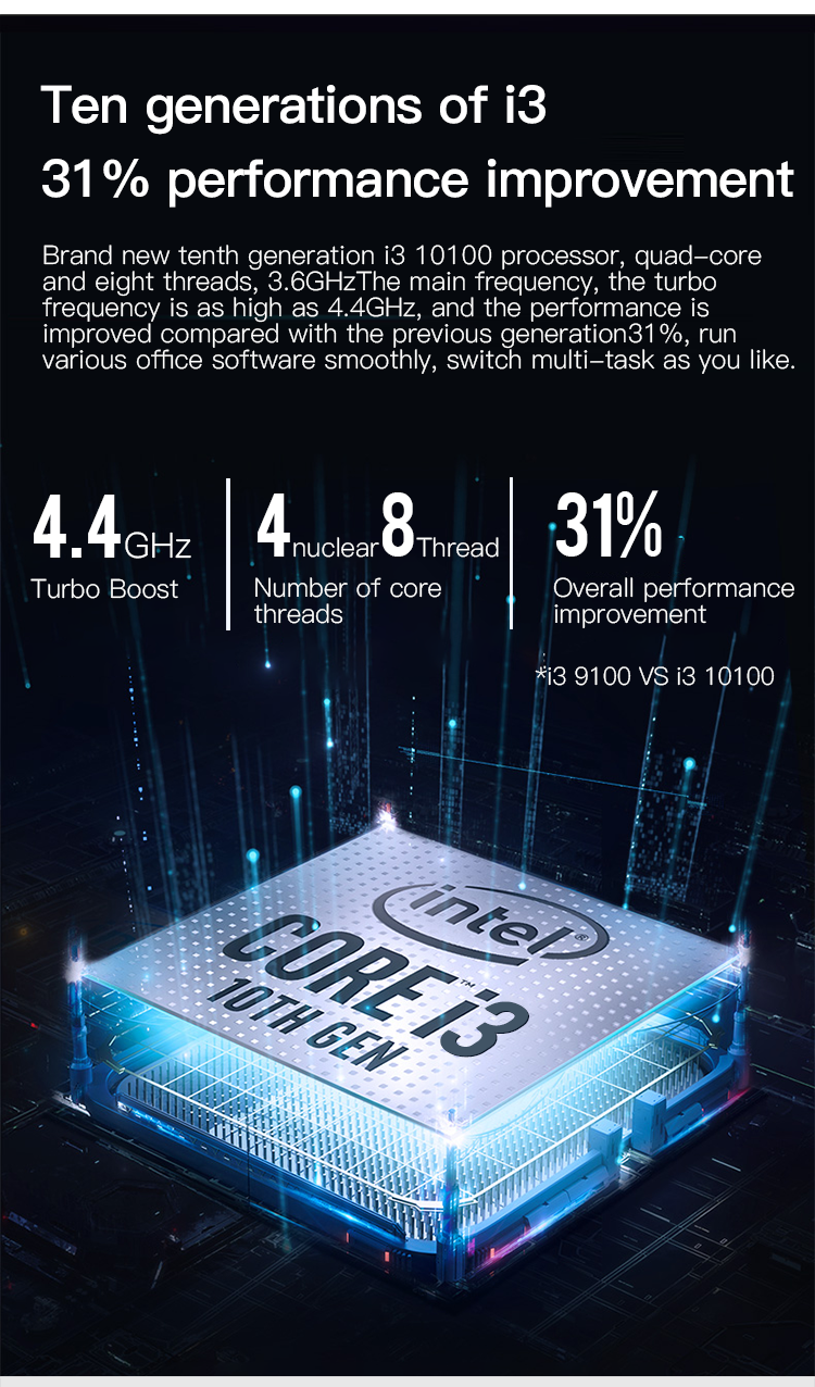 i3 10100 CPU Gaming Computer PC Intel UHD 630 Graphic card B460 Motherboard